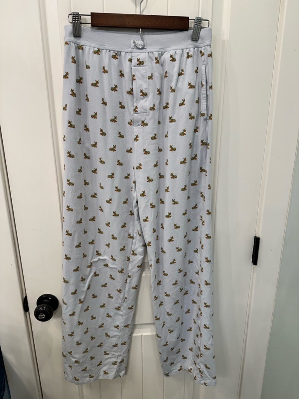 SKIMS Holiday Deer Fawn Long Sleeve & Pants Pajama Set Light Blue S - Picture 3 of 8